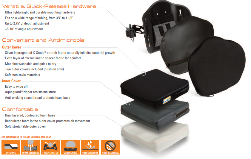 JAY Zip Kids Seat Cushion Specs