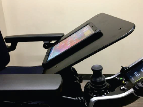 Rehab Lap Tray leaning towards seat for viewing Ipad