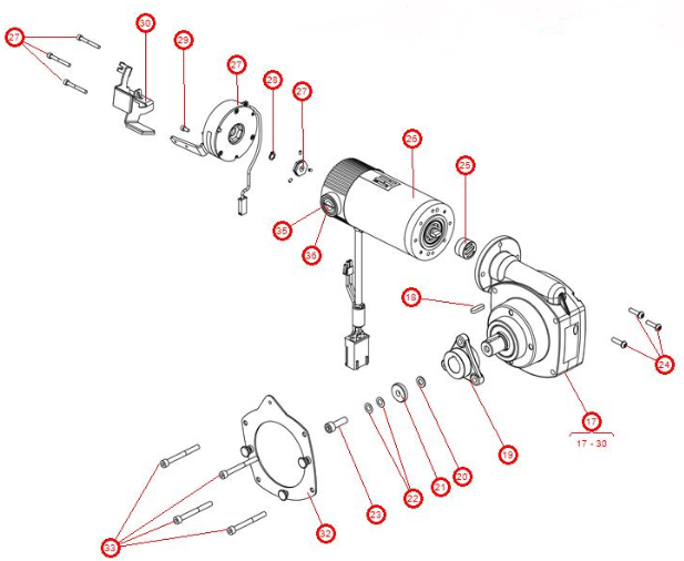 Permobil Drive Motor, RIGHT F3 schematics