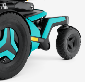 Permobil Caster on Blue powerchair