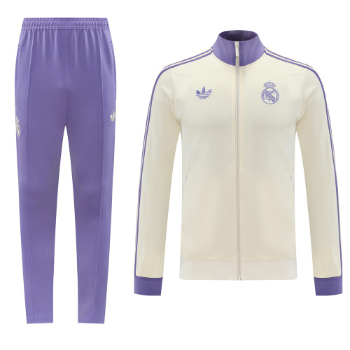 Real Madrid 24/25 Men's Originals White Long Zip Jacket