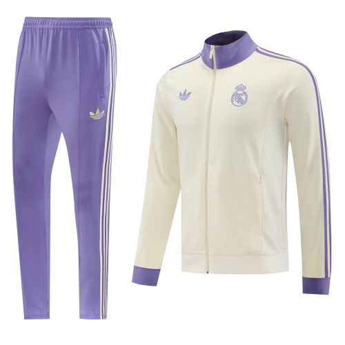 Real Madrid 24/25 Men's Originals White Long Zip Jacket