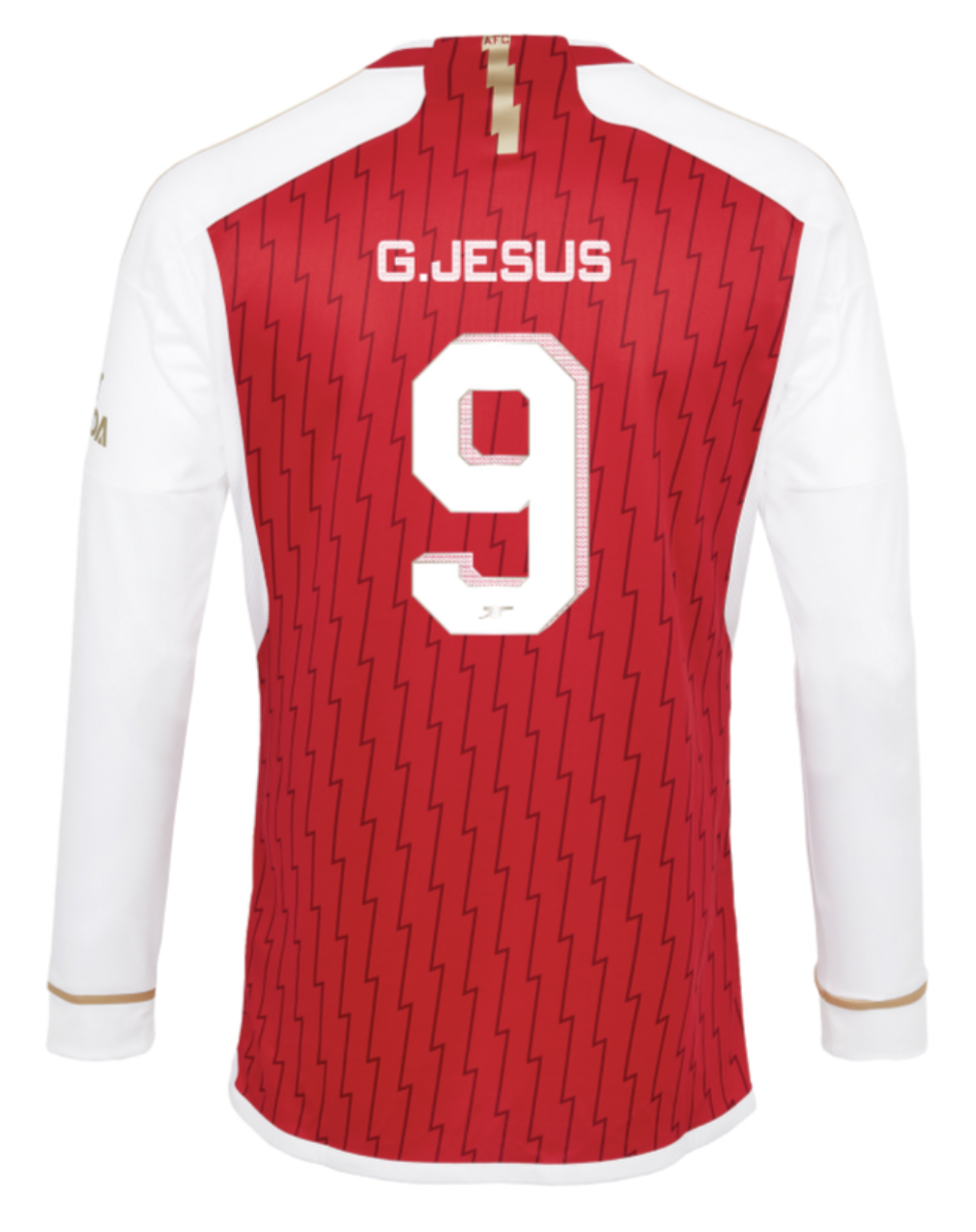 G. JESUS #9 Arsenal 23/24 Men's Home Long Sleeve Shirt - Arsenal Font