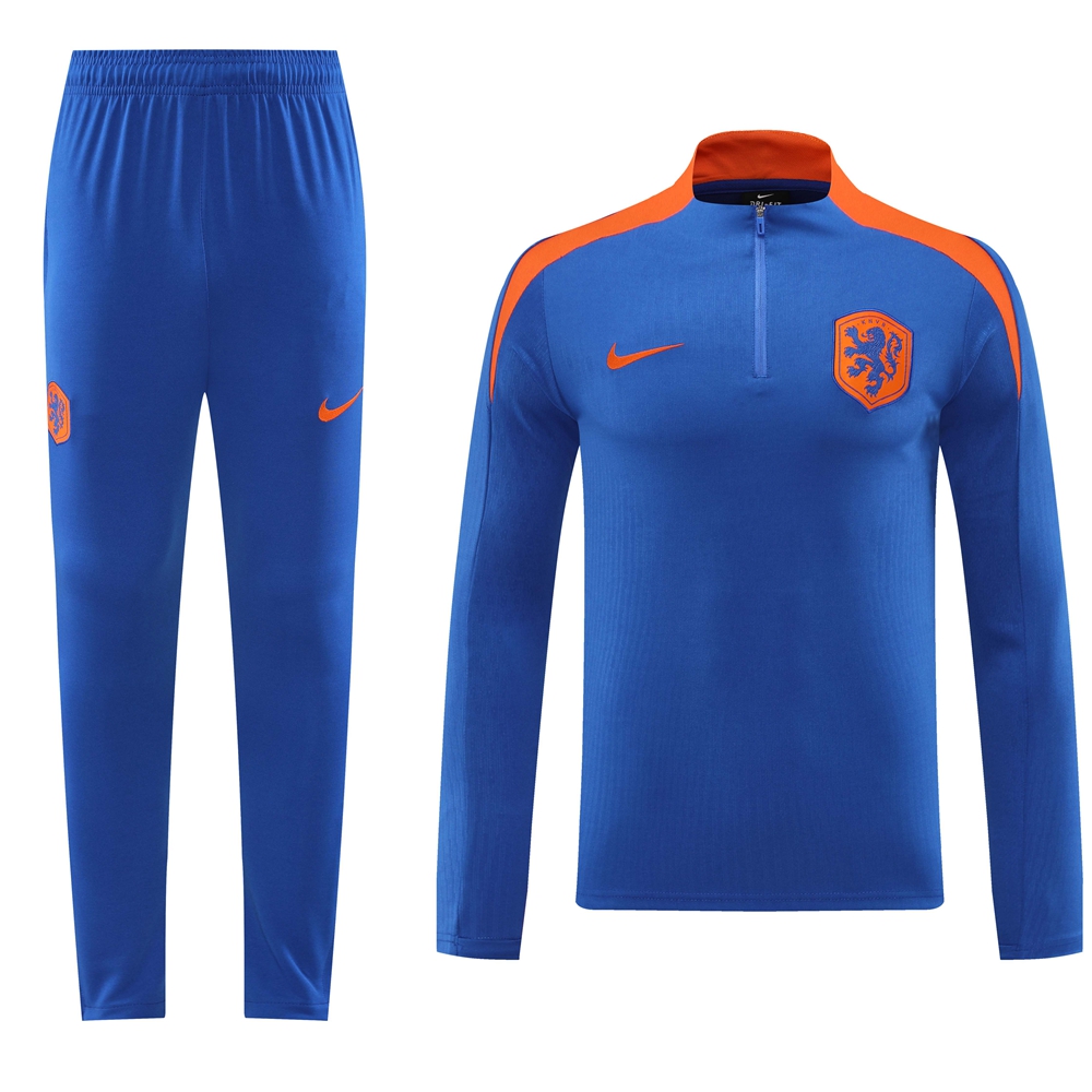 Netherlands 2024 Men's Blue Short Zip Tracksuit