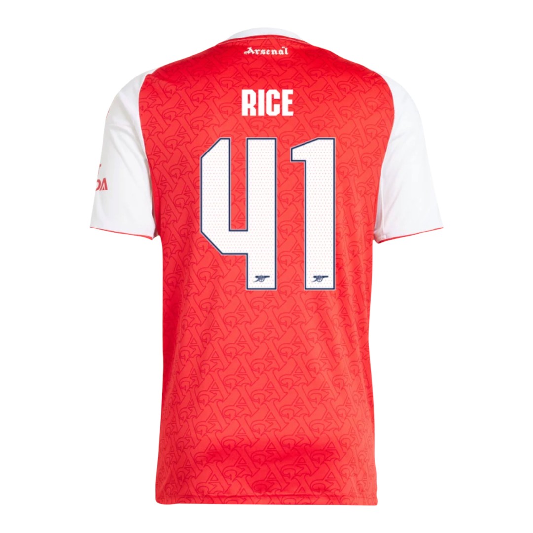 RICE #41 Arsenal 25/26 Stadium Men's Home Shirt - Arsenal Font