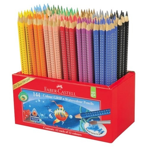 FABER CASTELL GRIP WATERCOLOUR PENCILS, TUB 144 - Qizzle
