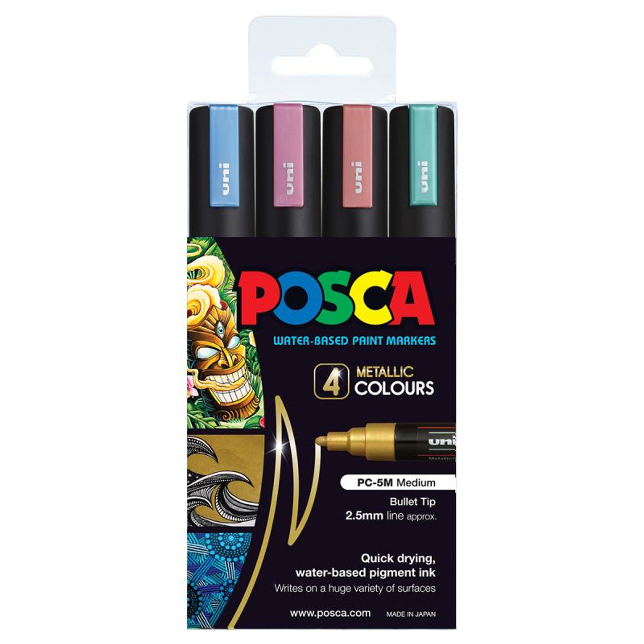 Uni POSCA PC-5M Acrylic Paint Marker Medium Bullet 2.5mm Metallic Violet