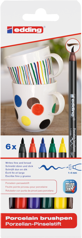 EDDING 4200 PORCELAIN BRUSH PEN (FAMILY COLOURS), SET Qizzle