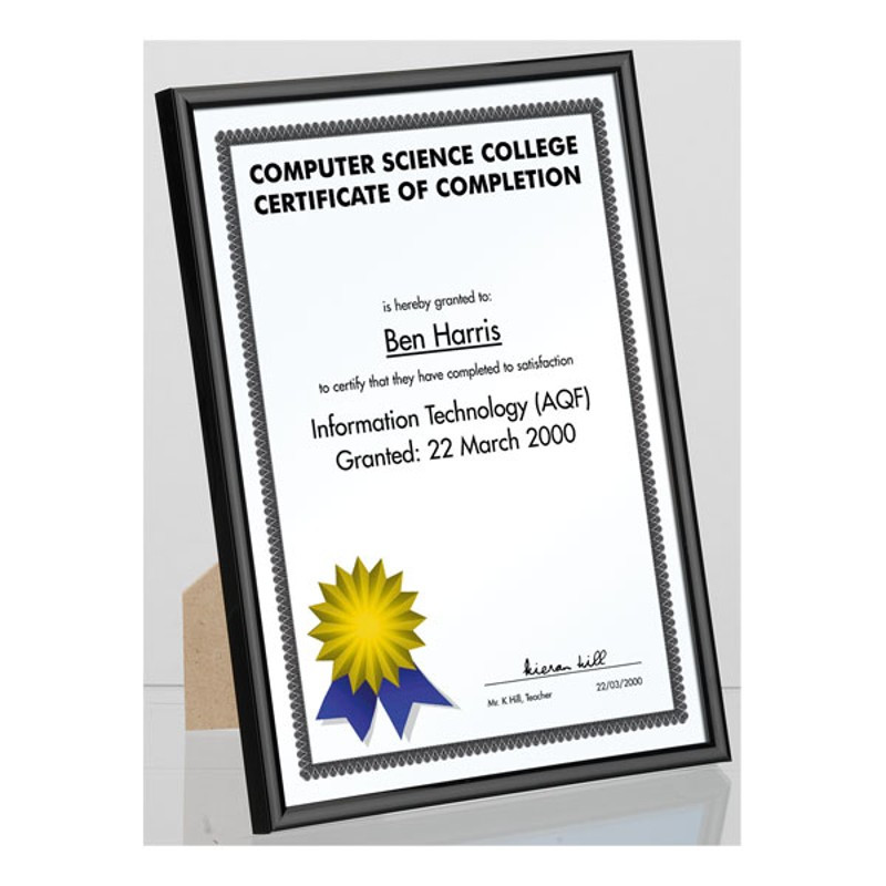 CERTIFICATE FRAME A4 BLACK Qizzle