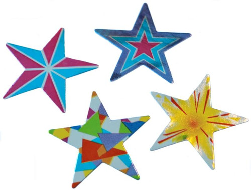 HOLOGRAPHIC STAR MULTI PACK STICKERS, PKT 144