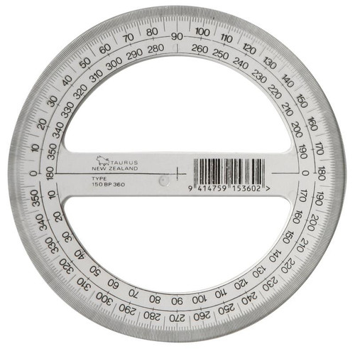 PROTRACTOR - 360 DEG, 15CM