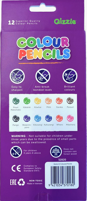 QIZZLE COLOUR PENCILS PKT 12