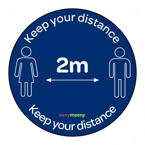 FLOOR STICKERS 300MM - KEEP YOUR DISTANCE (BLUE), PKT 10