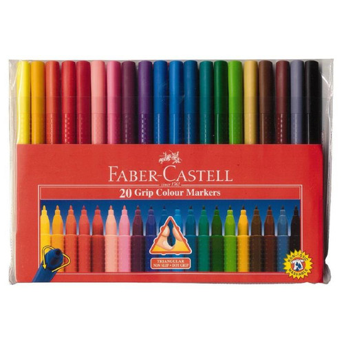 FABER-CASTELL GRIP COLOUR MARKERS, SET 20