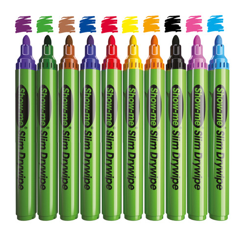 SHOW-ME MEDIUM TIP WHITEBOARD MARKERS (ASSORTED) PKT 50