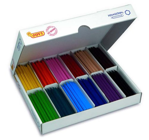 Jovi Triwax Triangular Crayons; Classroom Pack of 72 (6 Each of 12 Colors)  plus 2 sharpeners