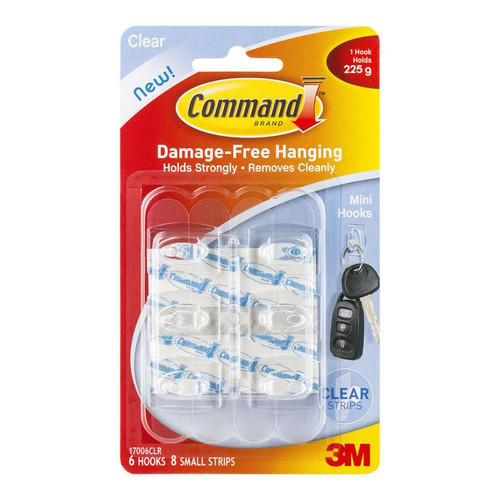 COMMAND ADHESIVE HOOKS SMALL 225GM, PKT 6