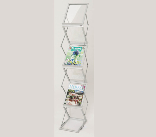 CHROME DISPLAY FLOOR STAND A4 X 4 POCKETS