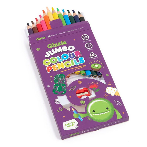 QIZZLE JUMBO COLOUR PENCILS, PKT 12