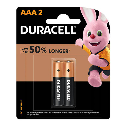 DURACELL ALKALINE AAA BATTERIES, PKT 2