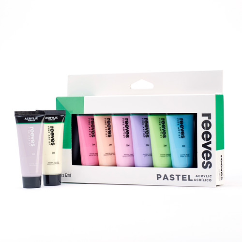 REEVES ACRYLIC PAINT PASTEL 22ML, SET 8