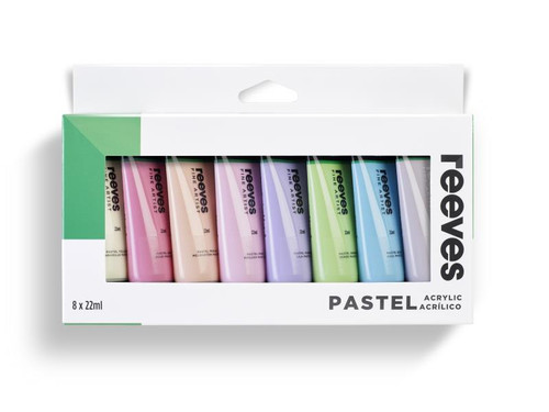 REEVES ACRYLIC PAINT PASTEL 22ML, SET 8