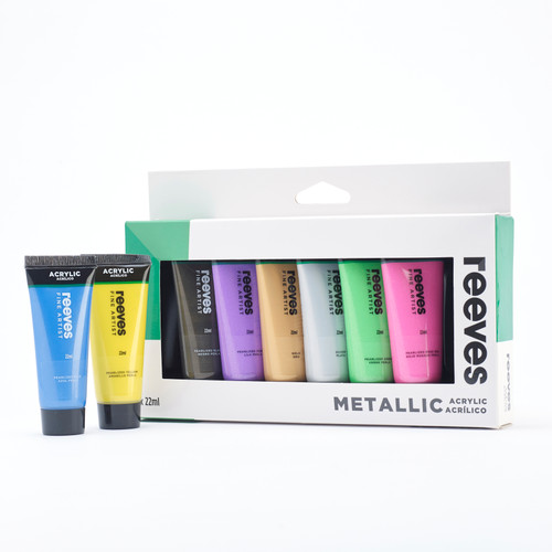 REEVES ACRYLIC PAINT METALLIC 22ML, SET 8