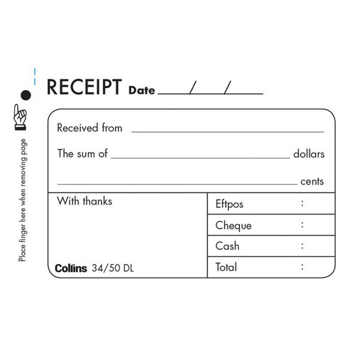 COLLINS 34/50DL RECEIPT BOOKS