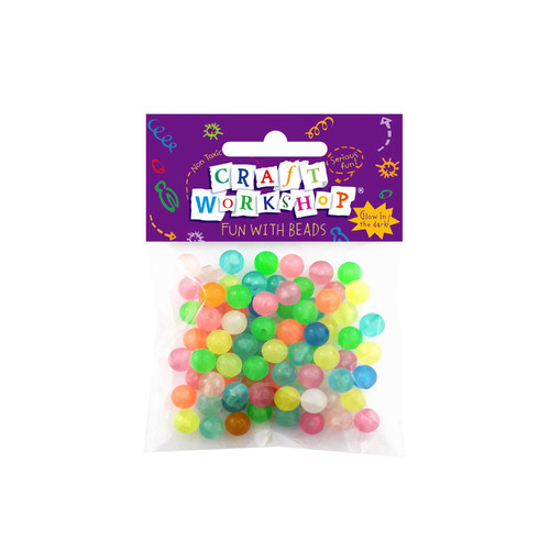 CRAFT BEADS GLOW COLOURS 8MM 80PC