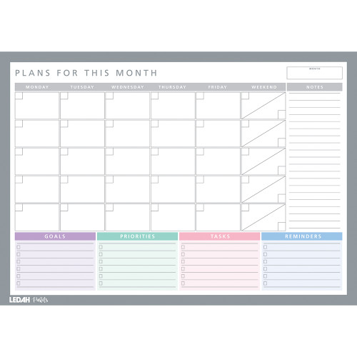 LEDAH PASTELS MONTHLY DESK PLANNER A3 20 SHEETS