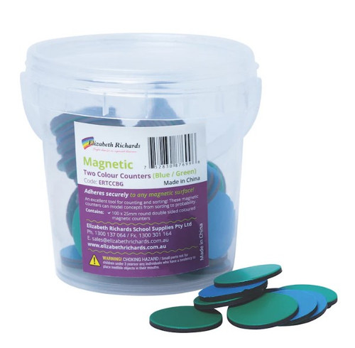 MAGNETIC TWO COLOUR COUNTERS (BLUE, GREEN)