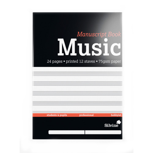 SILVINE MUSIC MANUSCRIPT BOOK A4 24 PAGES 12 STAVE