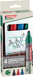EDDING 29 ECOLINE WHITEBOARD MARKER, CHISEL TIP (PKT 4)
