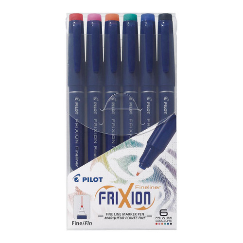 PILOT FRIXION FINELINER PEN, PKT 6 (ASSORTED)