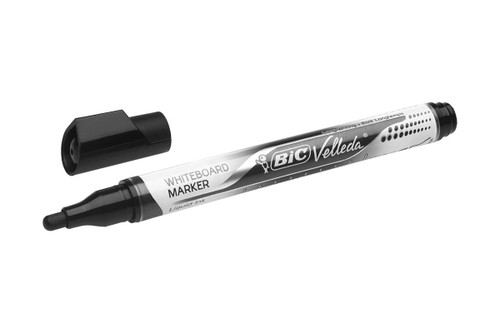 BIC LIQUID VELLADA WHITEBOARD MARKER (BLACK), BOX 12