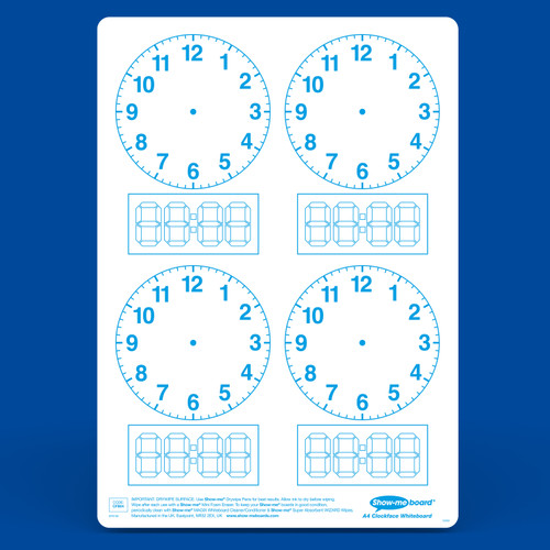 SHOW-ME CLOCK FACE (4 PANEL) MINI WHITEBOARD