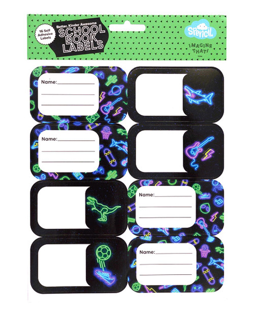 SPENCIL 16 BOOK LABELS - NEON LIFE