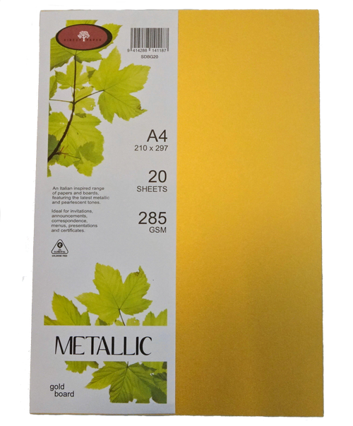 METALLIC A4 BOARD 285GSM, PKT 20