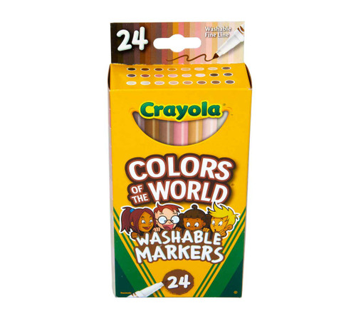 CRAYOLA COLORS OF THE WORLD FINE TIP WASHABLE MARKERS, PKT 24