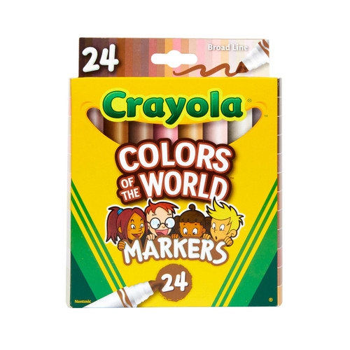 CRAYOLA COLORS OF THE WORLD WASHABLE MARKERS, PKT 24