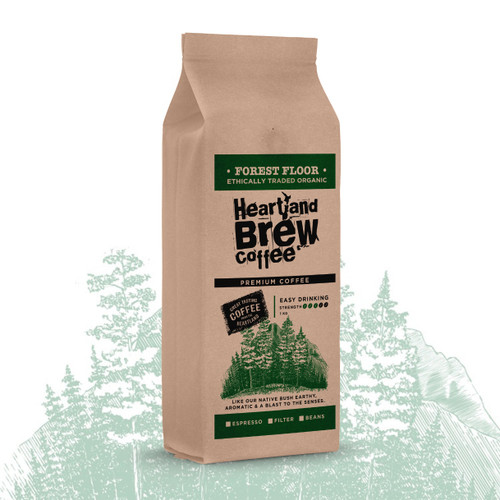 HEARTLAND BREW COFFEE BEANS, FOREST FLOOR 1KG (EASY DRINKING ORGANIC)