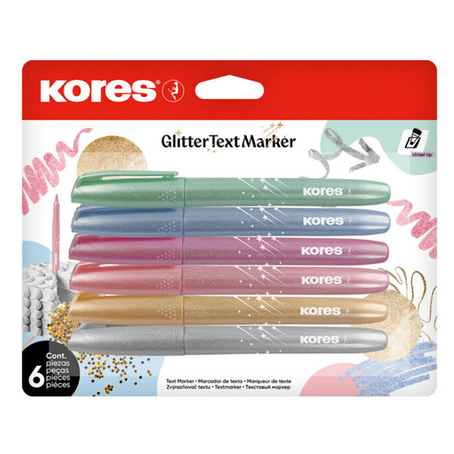 KORES GLITTER TEXT MARKER - SET OF 6