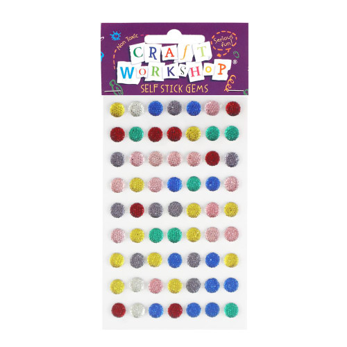 CRAFT SELF STICK ROUND RAISED GEMS 10MM (63 PIECES)