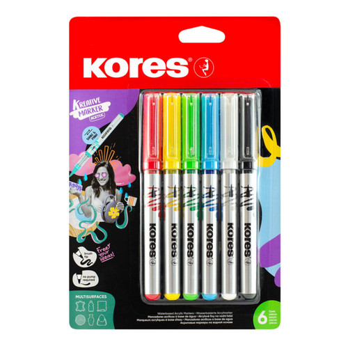KORES KREATIVE MARKER ACRYLIC LIQUID INK, SET OF 6
