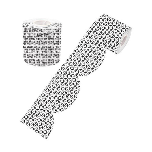 BLACK AND WHITE LINES ROLLED SCALLOPED BORDER 15.2M
