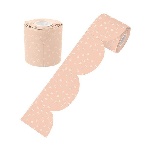 PEACH PATTERNED ROLLED SCALLOPED BORDER 15.2M