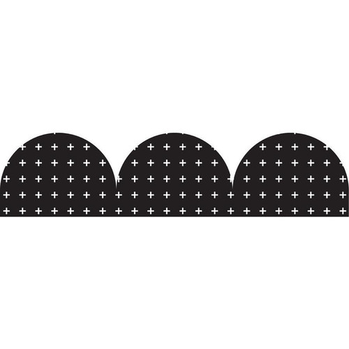 BLACK AND WHITE CROSSES ROLLED SCALLOPED BORDER 15.2M