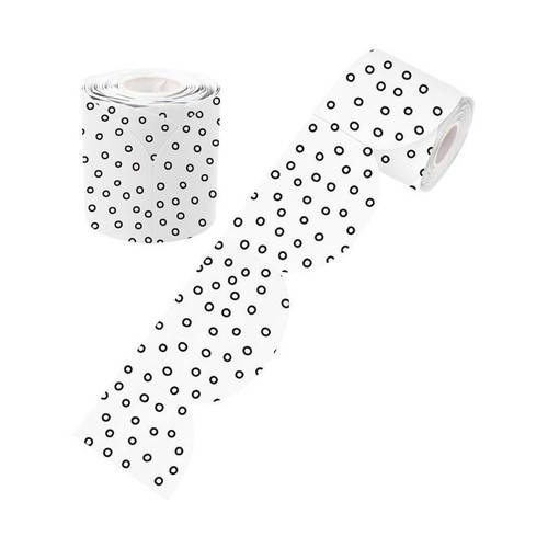 BLACK AND WHITE DOTS ROLLED SCALLOPED BORDER 15.2M