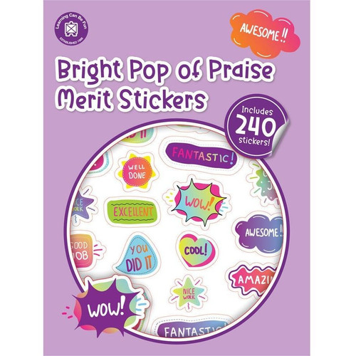POP OF PRAISE MERIT STICKERS (BRIGHT) PKT 240