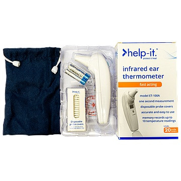 HELP-IT INFRARED EAT THERMOMETER + DISPOSABLE COVERS
